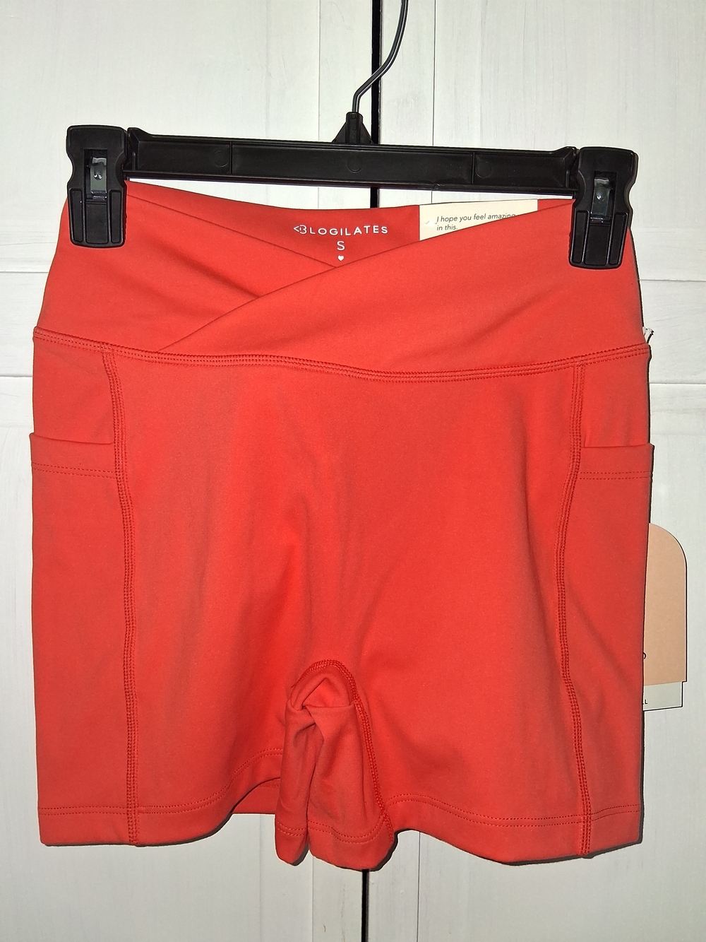 Blogilates Coral Women's High-Waist Bike Shorts with Side Pockets